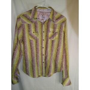 Vintage Ultra Twenty X Fit Womens Western Shirt‎ Striped Paisley Snap Button Med